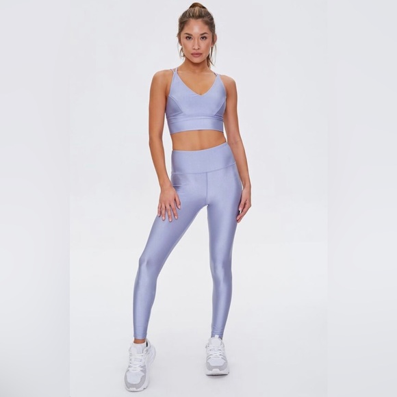 Periwinkle Metallic Shimmer Active Pants - Picture 1 of 5